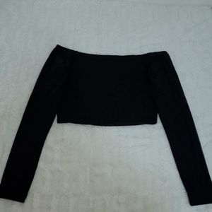 Black Off the Shoulder Crop Top